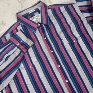 Ely Cattleman Long Sleeve Pearl Snap Men's Shirt 2XL Blue Purple‎ Gray Big Man